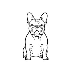 French Bulldog Sitting Logo, Bold Line Art