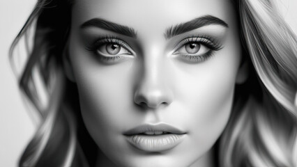 Elegant girl black white photography emotion beauty glance