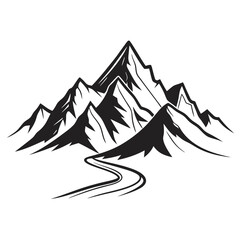 Majestic mountain range with winding road leading to the summit