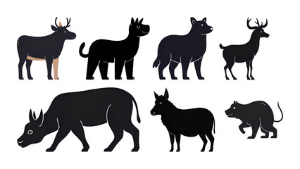 farm animals silhouettes vector