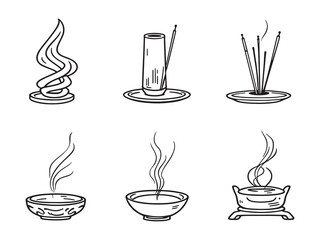 Traditional incense holder simple line drawing artwork