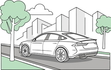 Modern Car Design Set Featuring Sleek Sports Cars and Urban Vehicles in Clean Style. High Quality Modern Car Illustrations Including Sedans SUVs and Futuristic Models. Stylish and Realistic Modern Car