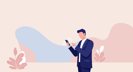 a man in a suit is using his cell