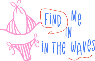 Summer poster  with trendy hand drawn doodle elements. Summer vacation line art for wall decor, branding, ads, print, card, cover, sale, discount, menus design, promo.