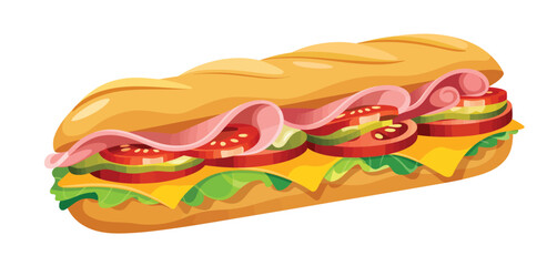 Delicious Ham and Cheese Sub Sandwich on a Crusty Roll