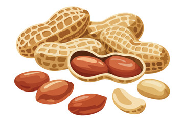 Group of Whole and Peeled Peanuts
