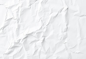 Fototapeta premium Wrinkled white paper texture, heavily creased and crumpled, isolated on a pure white background, document, invitation