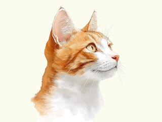 watercolour clipart of a cat