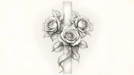 Rose with Cross tattoo on arm