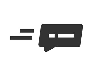 Fast chat message icon sent simple solid bold graphic illustration, sms notice send quick sign symbol pictogram, speed bubble speech comment isolated