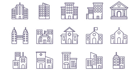 Line Building Flat Icon