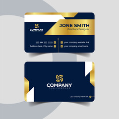 Navy Blue and Gold Professional Business Card Template for Corporate Branding. Modern navy blue and gold luxury business card template for professionals.