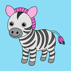 zebra, animal, mammal, black, isolated, safari, zoo, cartoon, wild, vector, white, wildlife, horse, striped, illustration, nature, baby, hoof, stripes, fauna, fun, stripe, silhouette, savanna, cute