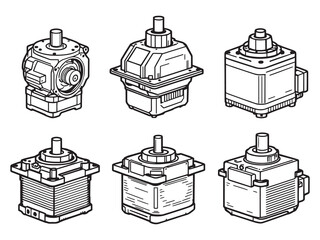 Minimalist line art illustration of a servo motor component