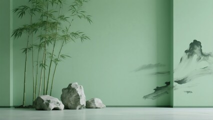 zen stones and bamboo