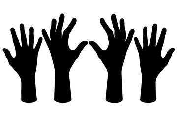 Obraz premium detailed black and white silhouette illustration of hands reaching upwards, minimalist style, highly detailed, intricate, cinematic lighting, dramatic composition 
