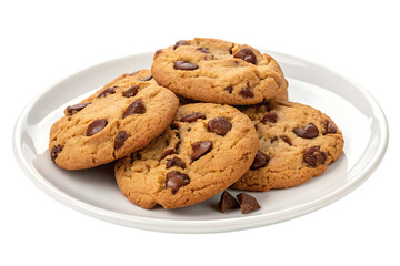 A single plate of irresistible chocolate chip cookies PNG Image