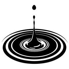 Black liquid drop falling into a pool of liquid vector