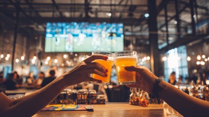 Beer in the bar is a happy moment