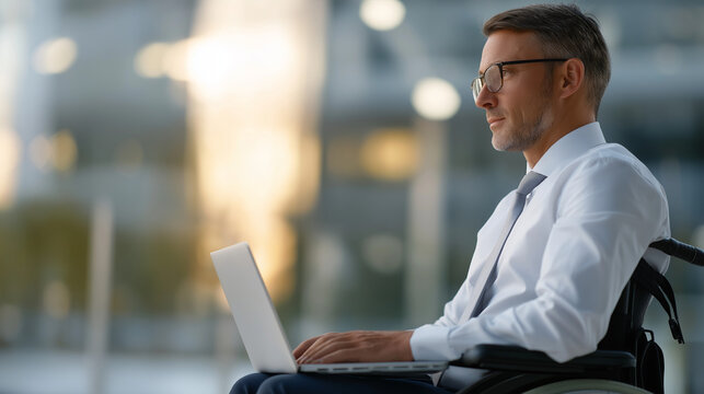 Inclusive business professional in wheelchair ready for work