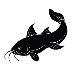 catfish silhouette vector on white background