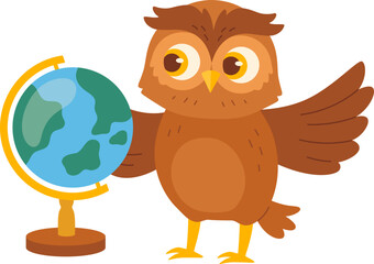 Owl Teacher with Globe

