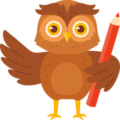 Owl Teacher with Pencil


