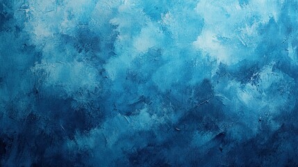 Abstract Blue Background with Turquoise Brush Strokes and Acrylic Watercolor