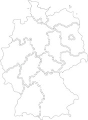 Outline Map of Germany with States and Regions