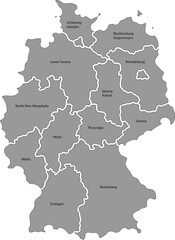 Obraz premium Detailed Map of Germany with Provincial Borders in Grey Silhouette