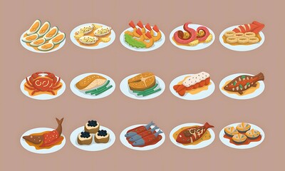set of icons food