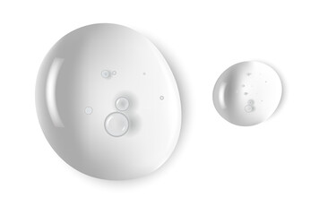 Gel serum texture. Clear skin care liquid drops. Cosmetic product examples.