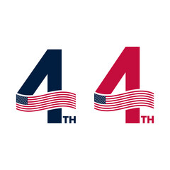 4th of July Icon with Waving American Flag | Independence Day Design