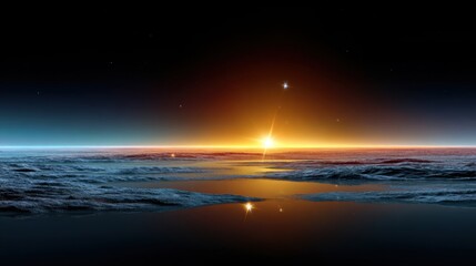 Digital art of cosmic landscape distant hotspots glow in celestial night view
