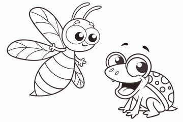 Insect & Frog Cartoon Outlines – Easy to Color