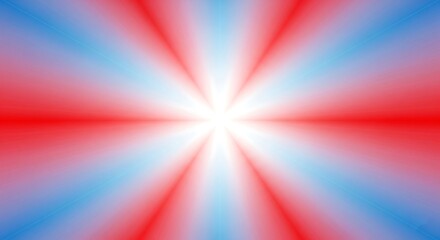 Vibrant red and blue radial burst with a bright white center, creating a dynamic patriotic abstract background, perfect for celebrations, energy, and festive themes