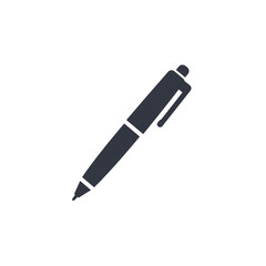 Ballpoint pen icon in flat style. Office tool vector illustration