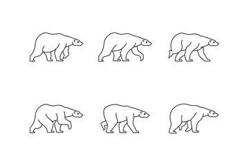 outline vector of bear with walking pose. illustration of bear movement in solid black color
