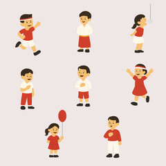 Indonesian Kids Character Set - Flat Style