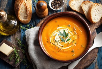 pumpkin soup with mushrooms