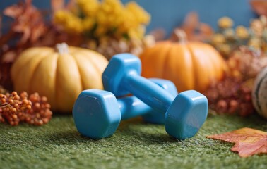 pumpkin and autumn leaves