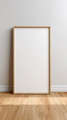 Light Beige Wall Mockup Empty Wooden Frame Design