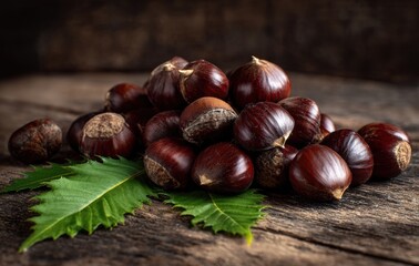 chestnuts on a wooden table