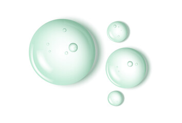 Gel serum texture. Clear skin care liquid drops. Cosmetic product examples.