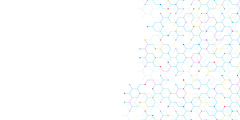 Graphic design element with abstract geometric background of simple hexagon pattern