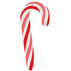 Classic striped red and white candy cane vector. Perfect for Christmas and winter holiday designs, cards, and decorations.