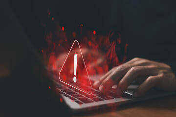 alert cyber attack, symbol threat on the network. concept of a security warn system for hacker...