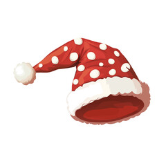 Red polka dot Santa hat classic Christmas cap festive vector. Cute Polka Santa Cap Illustration
