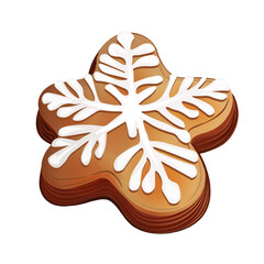 Gingerbread star cookie with white snowflake icing festive holiday vector. Festive Holiday Snowflake Biscuit Graphic