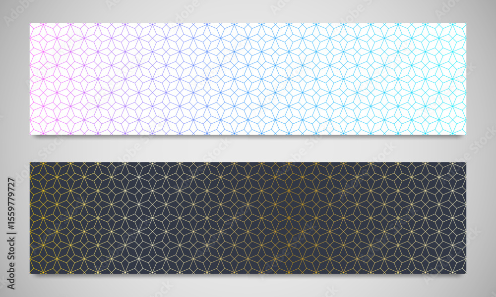 Poster Graphic design element for web page or banner with abstract vector background with a seamless pattern of simple geometric shapes. Stylish vector texture